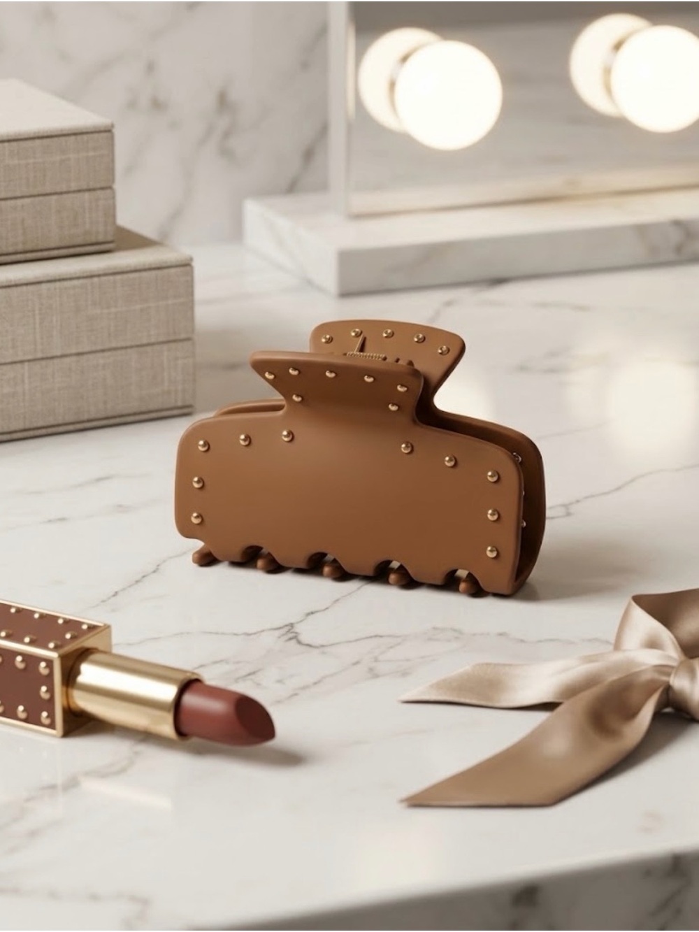 NWT Studded Brown Matte Claw Hair Clip - Women's One Size